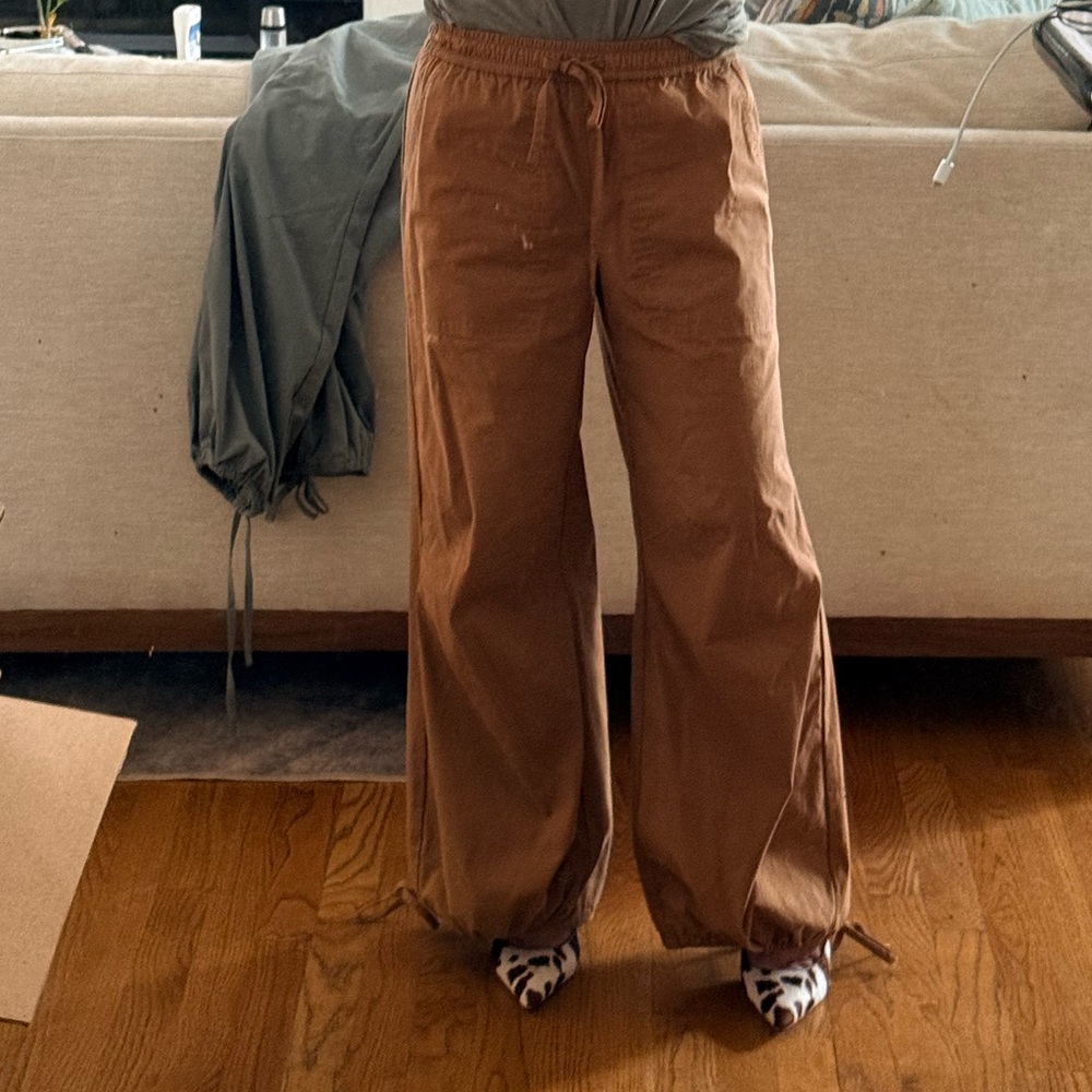 OPEN EDIT Tan tie hem joggers